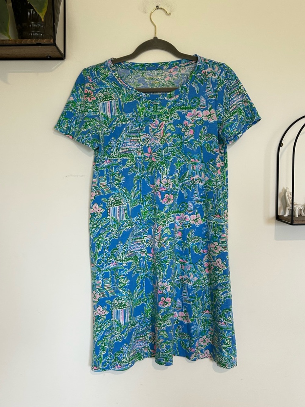 Lilly Pulitzer Mini Swing Dress Crew Neck Short Sleeve Size Small